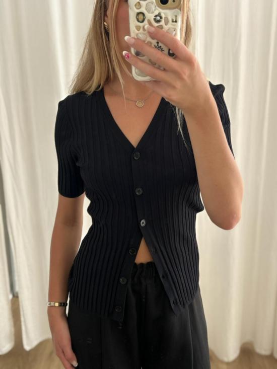  Kloke 블라우스 클로크 딜레이 반팔 니트 셔츠 딥잉크