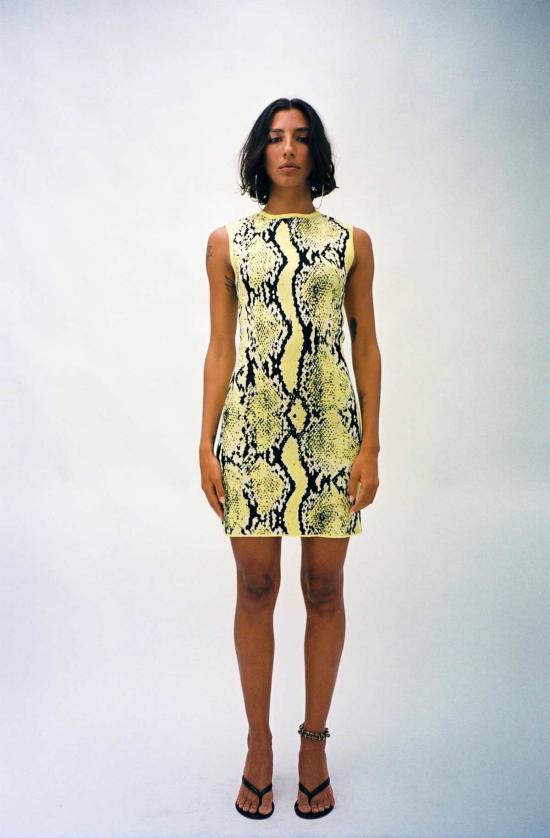  Mozhdeh Matin 숏 원피스 모즈데 마틴 스네이크 미니 드레스 파이썬 옐로우 - OTHER BRANDS