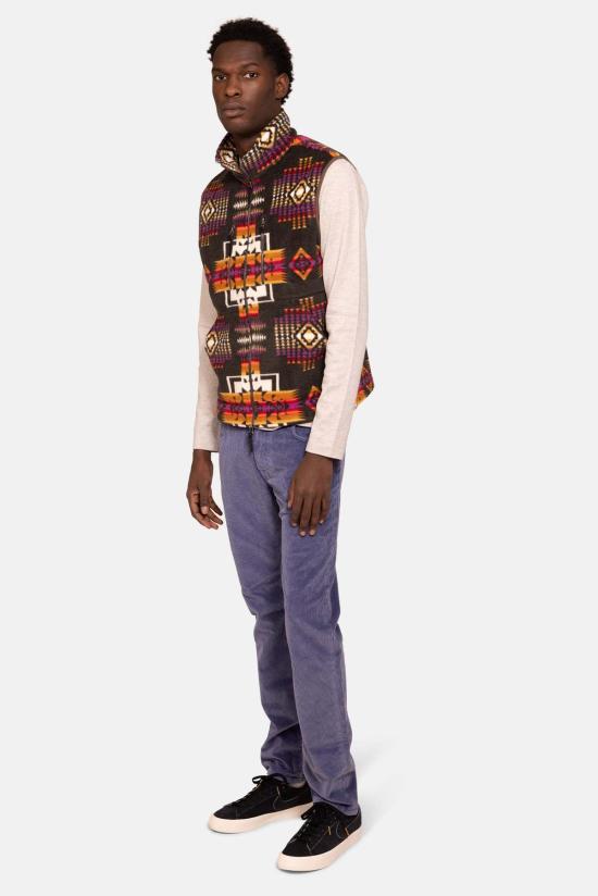  Blue&Cream 베스트 블루&크림 인카 폴라 플리스 조끼 브라운 콤보 - BLUE&CREAM