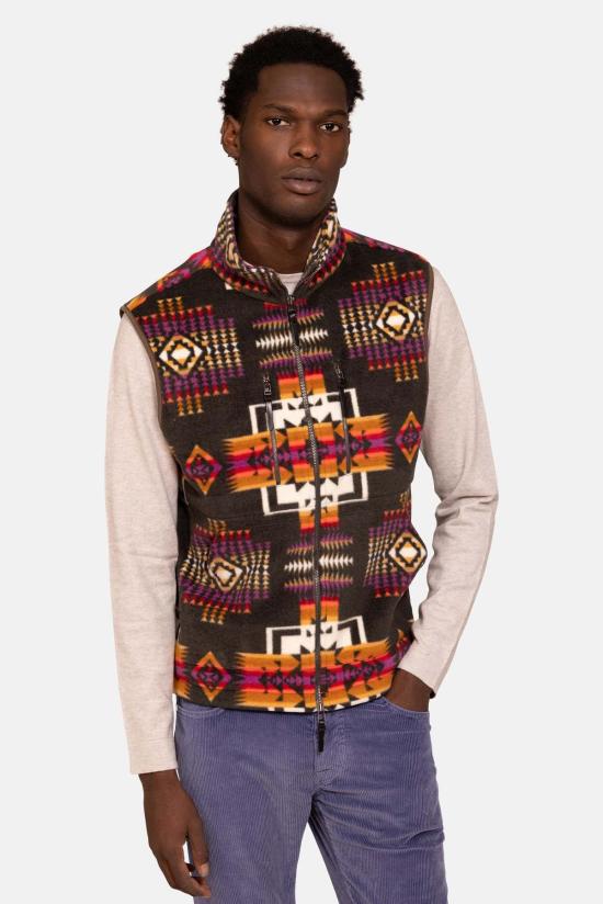  Blue&Cream 베스트 블루&크림 인카 폴라 플리스 조끼 브라운 콤보