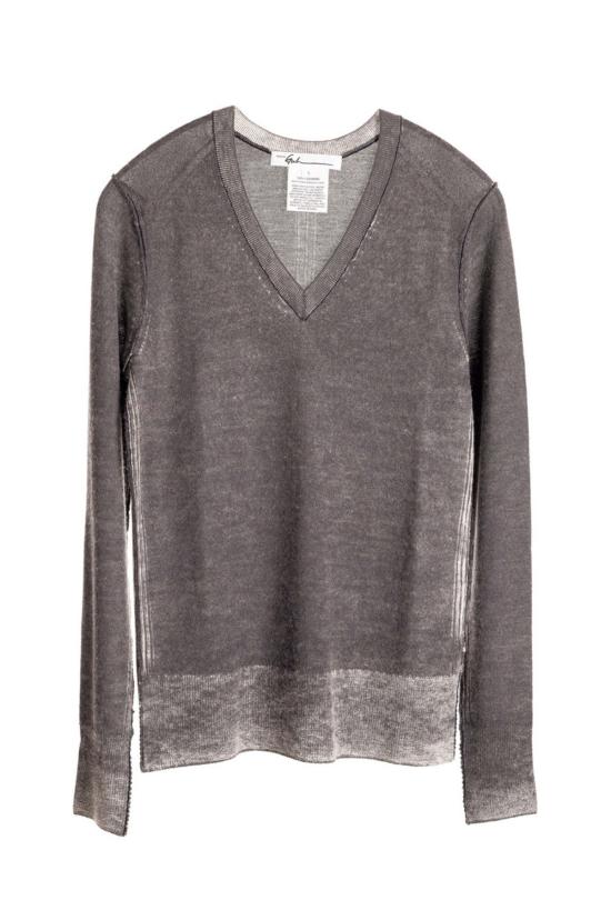  파이치 구 스웨터 프린트 V넥 크루 풀오버 그레이