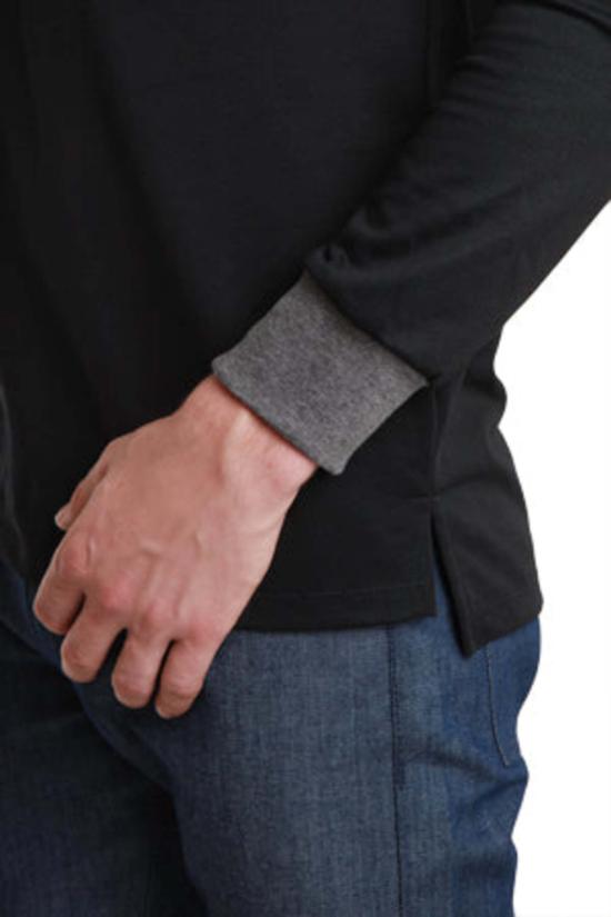  블루&크림 폴로 티셔츠 밀리터리 롱슬리브 팝 칼라 폴로 블랙 - BLUE&CREAM