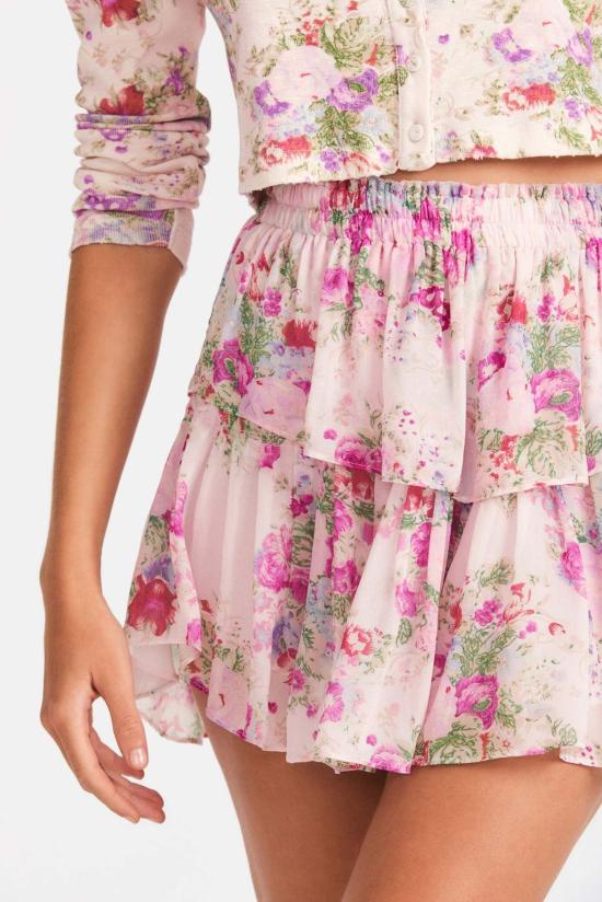  러브쉐이크팬시 숏 스커트 러브 쉑 팬시 러플 미니 스커트 쉬머링 스프링 - LOVESHACKFANCY