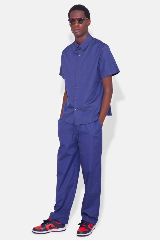  Blue&Cream 반팔 셔츠 블루&크림 팝린 반팔 버튼다운 네이비 마이크로 스트라이프 - BLUE&CREAM