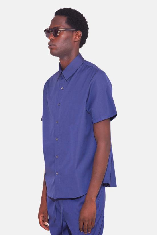  Blue&Cream 반팔 셔츠 블루&크림 팝린 반팔 버튼다운 네이비 마이크로 스트라이프 - BLUE&CREAM