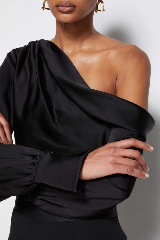  조나단 심카이 블라우스 앨리스 새틴 원숄더  블랙 - JONATHAN SIMKHAI