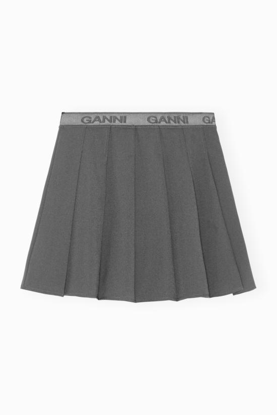  가니 숏 스커트 라이트 트윌 플리츠 미니 스커트 - GANNI