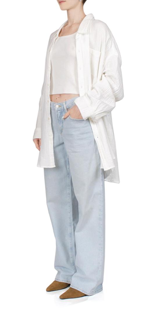  DENIMIST 탑 데님스트 크링클 코튼 버튼 프런트 셔츠 에크루 - OTHER BRANDS