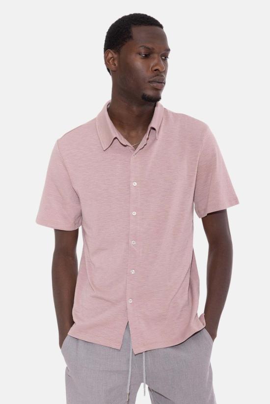  Blue&Cream 반팔 셔츠 블루&크림 반팔 버튼다운 슬럽 저지 더스트 로즈 - BLUE&CREAM