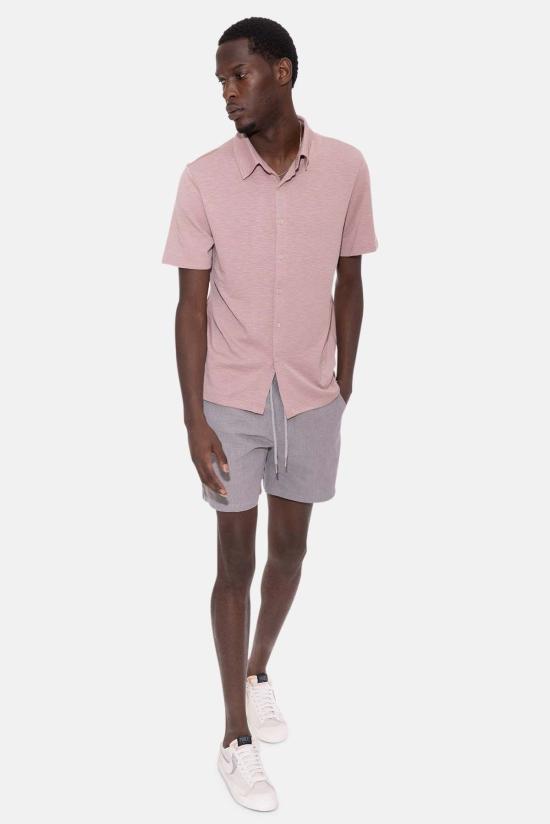  Blue&Cream 반팔 셔츠 블루&크림 반팔 버튼다운 슬럽 저지 더스트 로즈 - BLUE&CREAM