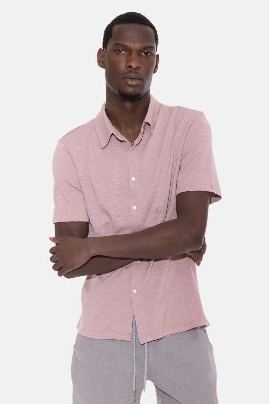  Blue&Cream 반팔 셔츠 블루&크림 반팔 버튼다운 슬럽 저지 더스트 로즈 - BLUE&CREAM