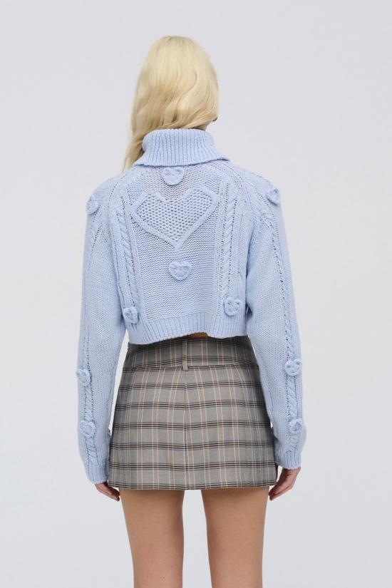  포러브앤레몬스 터틀넥 For Love & Lemons 레베카 하트 스웨터 블루 - FOR LOVE & LEMONS