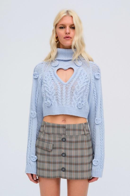  포러브앤레몬스 터틀넥 For Love & Lemons 레베카 하트 스웨터 블루