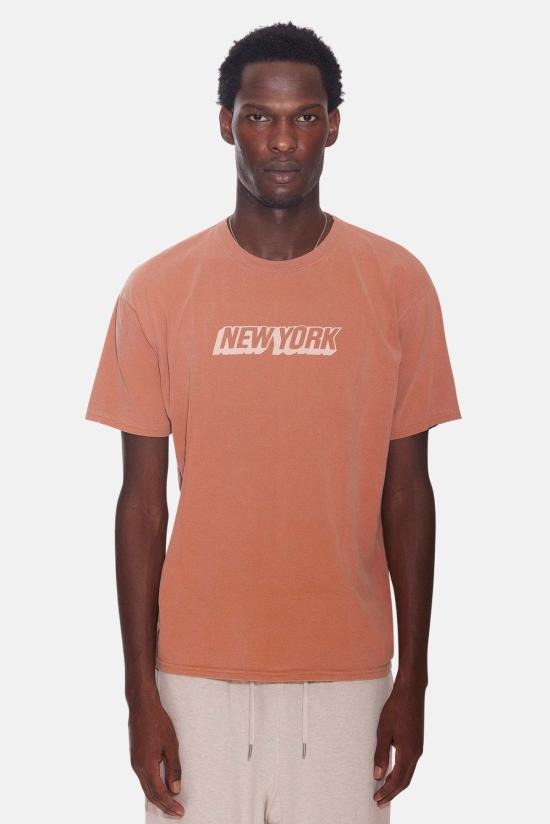  블루&크림 반팔 티셔츠 뉴욕 티 오렌지