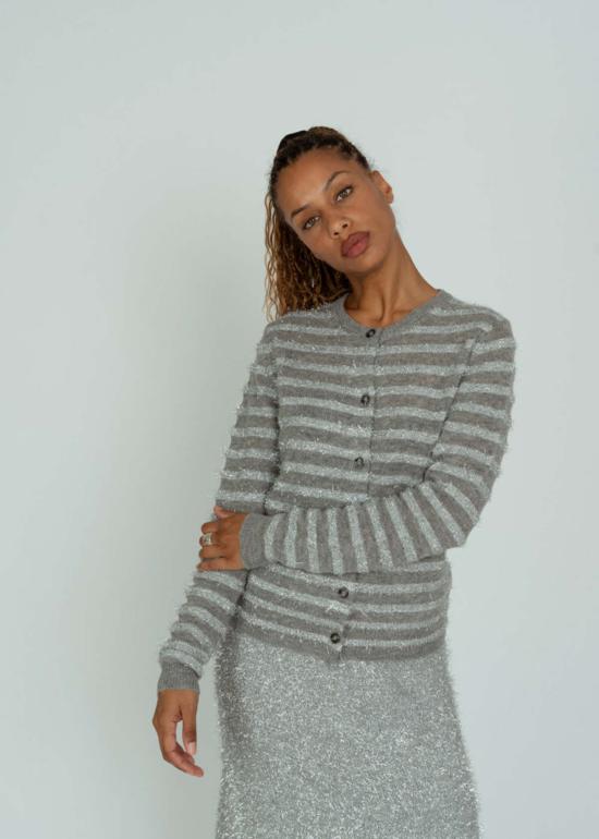  얼루드 가디건 알루드 틴셀 니트 카디건 스웨터 실버 틴셀 - ALLUDE