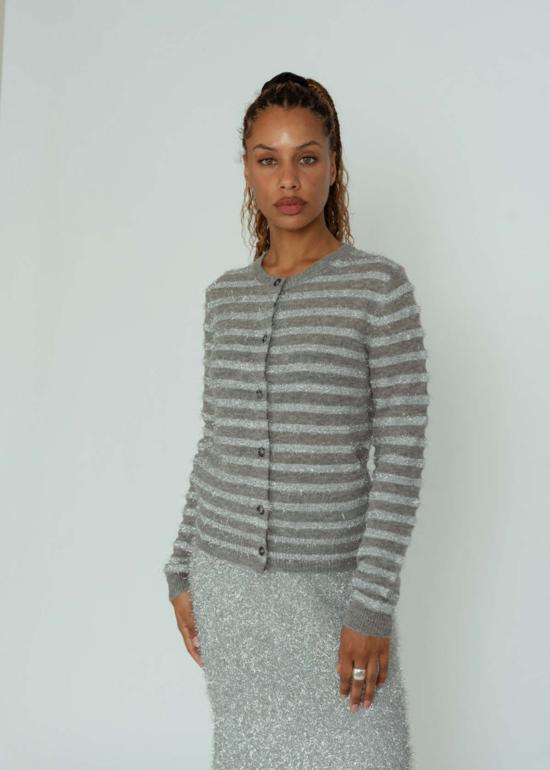  얼루드 가디건 알루드 틴셀 니트 카디건 스웨터 실버 틴셀 - ALLUDE