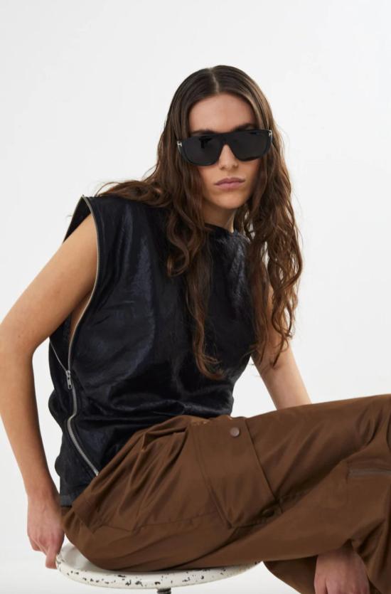  Rabens Saloner 블라우스 Alliyas 글레이즈 지퍼 탑