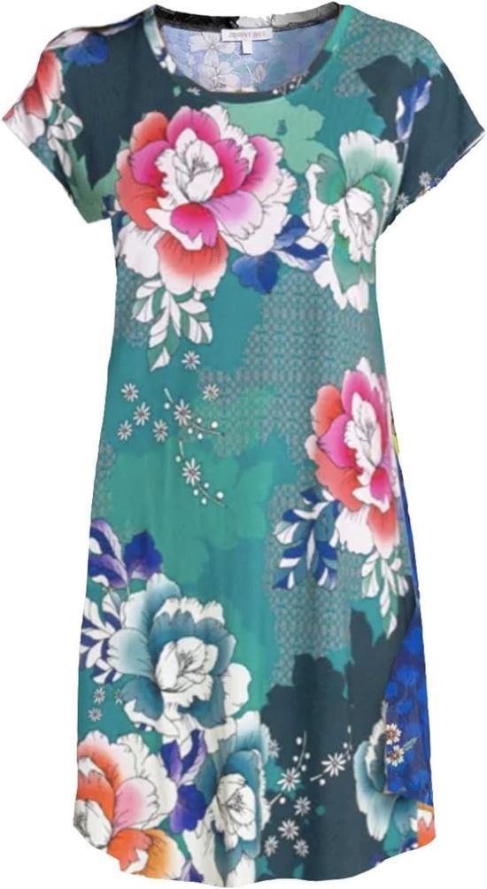  조니 와스 숏 원피스 Johnny Was Tura 캡 슬리브 크롭 나이트 티셔츠 드레스 멀티