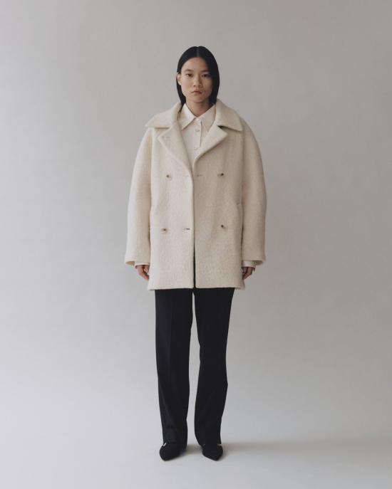  미정박 코트 울&알파카 블렌드 부클 크림 - MIJEONG PARK