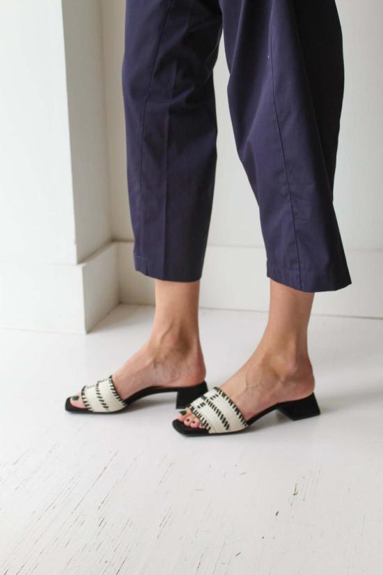  수잔 레이 뮬/슬리퍼 휩 스티치 슬라이드 블랙/크림 - SUZANNE RAE