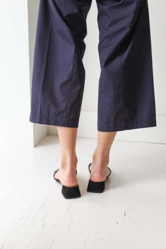  수잔 레이 뮬/슬리퍼 휩 스티치 슬라이드 블랙/크림 - SUZANNE RAE