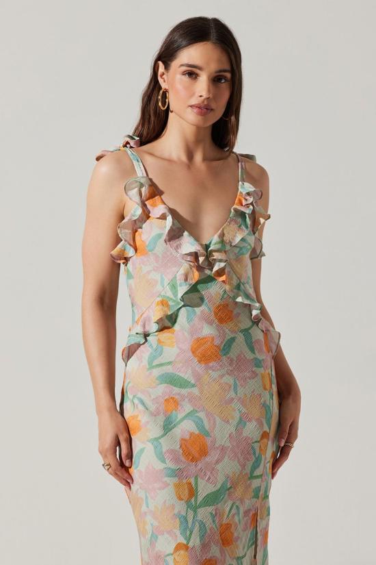  아스트라 더 라벨 롱 원피스 아스트 더 라벨 소르베 드레스 민트 핑크 플로럴 - ASTR The Label