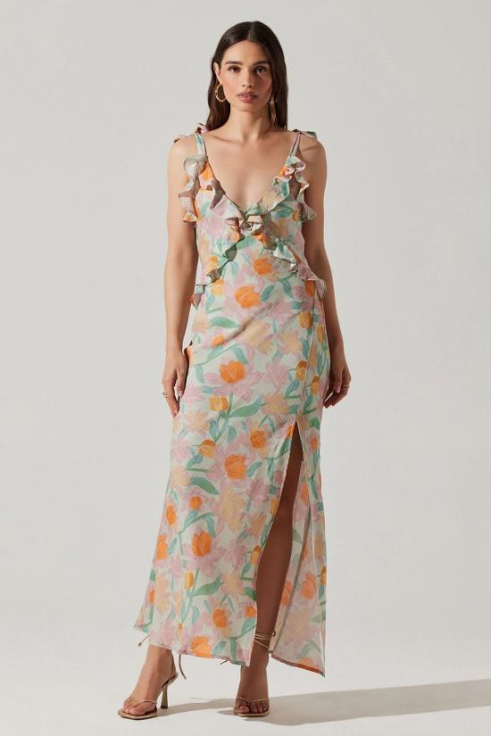  아스트라 더 라벨 롱 원피스 아스트 더 라벨 소르베 드레스 민트 핑크 플로럴