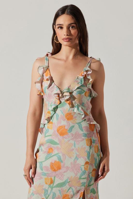  아스트라 더 라벨 롱 원피스 아스트 더 라벨 소르베 드레스 민트 핑크 플로럴 - ASTR The Label