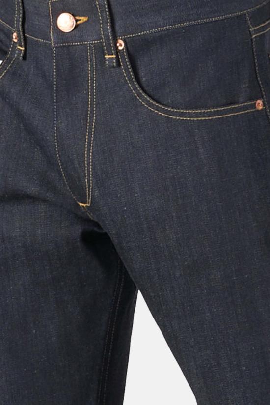  블루&크림 데님 팬츠 슬림 스트레이트 로우 셀비지 데님 인디고 - BLUE&CREAM