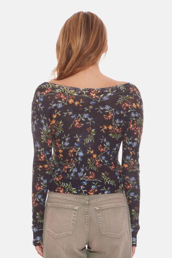  더 타일 클럽 가디건 타일 클럽 노아 플로럴 쉬런큰 카디건 블랙 - THE TILE CLUB