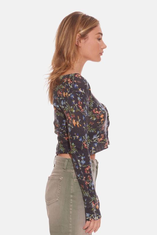  더 타일 클럽 가디건 타일 클럽 노아 플로럴 쉬런큰 카디건 블랙 - THE TILE CLUB