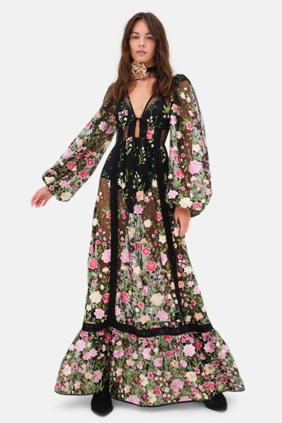  포러브앤레몬스 숏 원피스 For Love & Lemons 루나 맥시 드레스 블랙