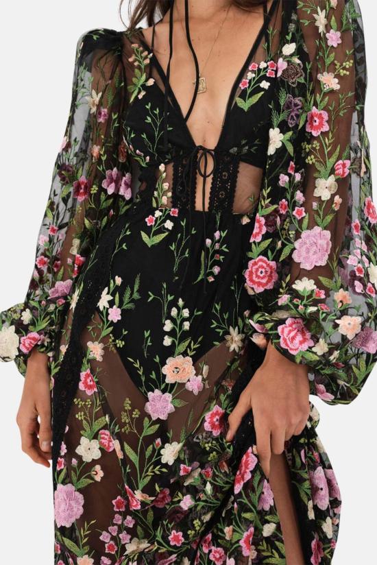  포러브앤레몬스 숏 원피스 For Love & Lemons 루나 맥시 드레스 블랙 - FOR LOVE & LEMONS