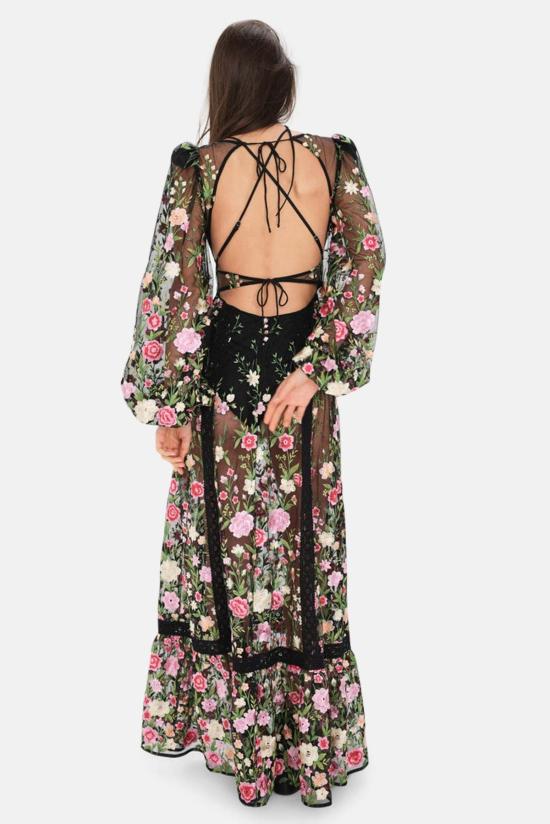  포러브앤레몬스 숏 원피스 For Love & Lemons 루나 맥시 드레스 블랙 - FOR LOVE & LEMONS