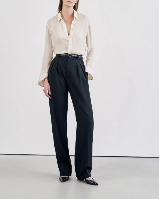  닐리로탄 폴로 티셔츠 닐리 로탄 가이아 슬림 실크 셔츠 아이보리 - NILI LOTAN