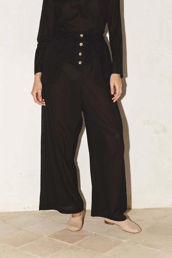  다두라 스트레이트 팬츠 다투라 태 바티스트 코튼 팬츠 블랙