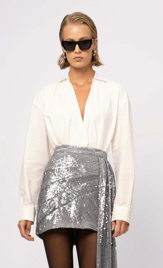  논살란트 레이블 바디수트 티셔츠 넌캐럴런트 라벨 바오 바디수트 윈터 화이트