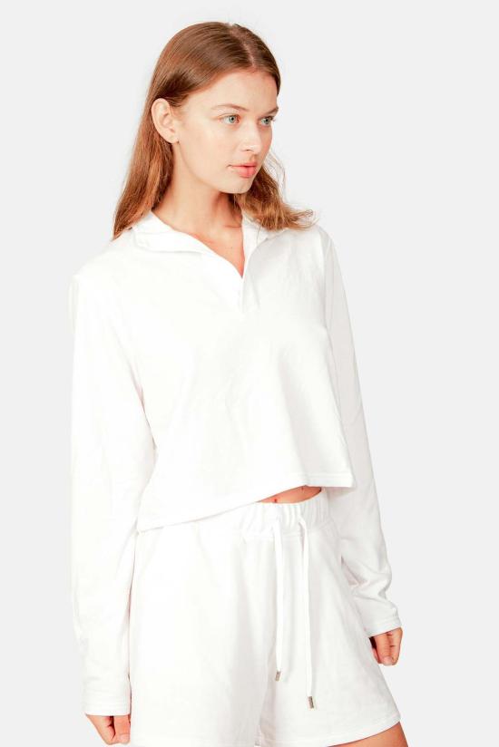  Blue&Cream 후드 티셔츠 블루&크림 찰리 크롭 팝 칼라 화이트 - BLUE&CREAM