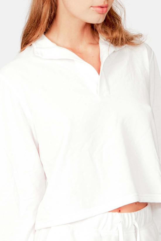  Blue&Cream 후드 티셔츠 블루&크림 찰리 크롭 팝 칼라 화이트 - BLUE&CREAM