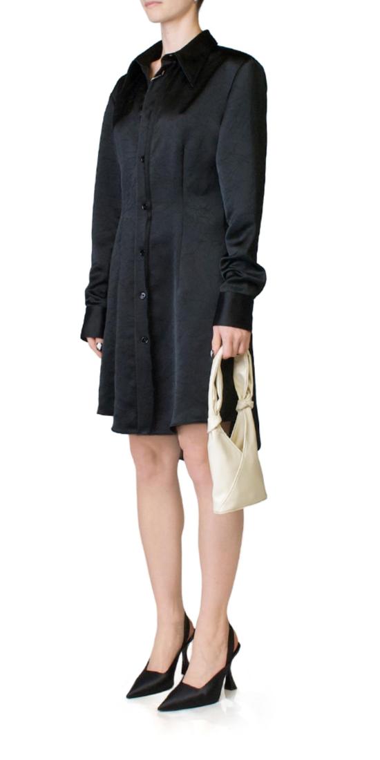  MM6 메종마르지엘라 숏 원피스 Mm6 메종 마르지엘라 실키 버튼 프런트 드레스 블랙 - MM6 MAISON MARGIELA