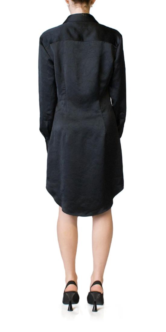  MM6 메종마르지엘라 숏 원피스 Mm6 메종 마르지엘라 실키 버튼 프런트 드레스 블랙 - MM6 MAISON MARGIELA