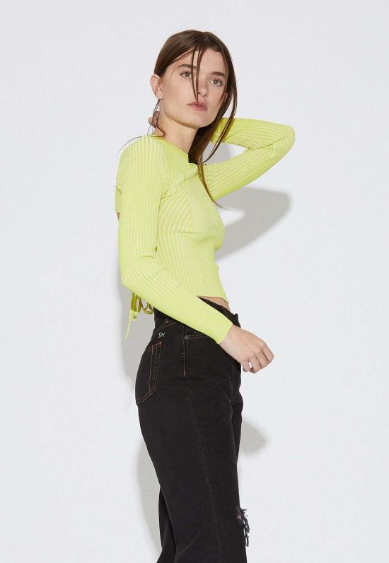  파이드 미 나우 긴팔 티셔츠 Find Me Now 오드리 리브 니트 크롭 탑 - FIND ME NOW