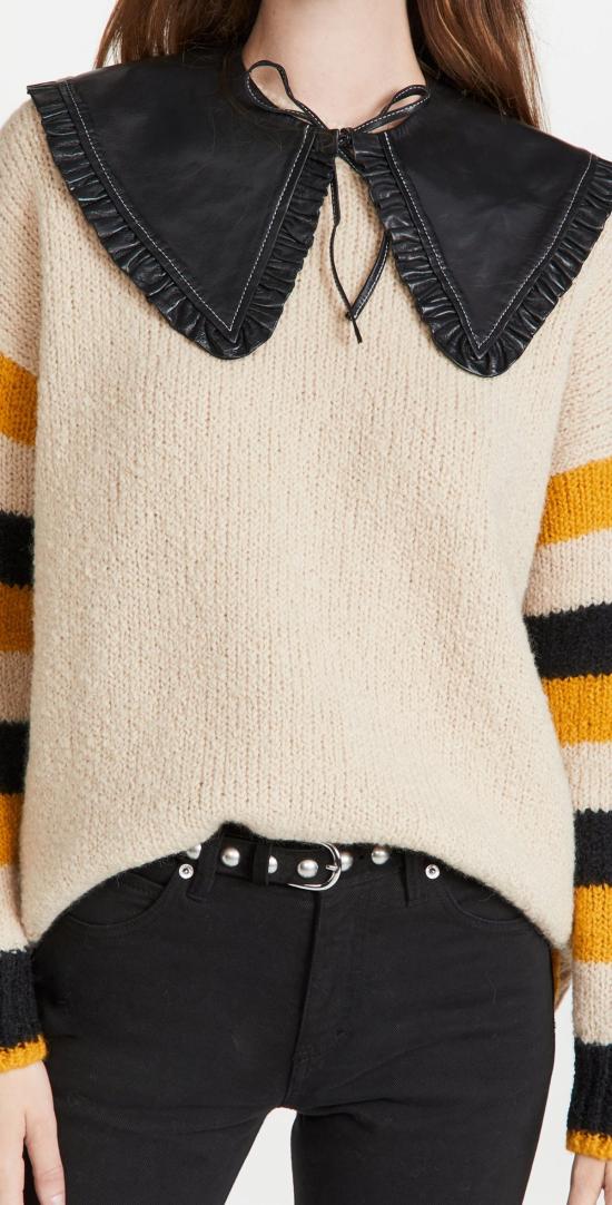  가니 머플러/스카프 가죽 칼라 블랙