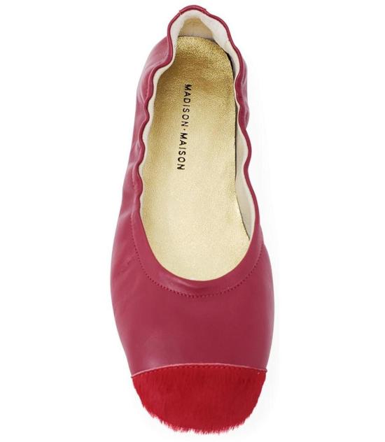  Fashion Moda 플랫 슈즈 패션 모다 송아지 털 팁 발레 플랫 레드 - OTHER BRANDS