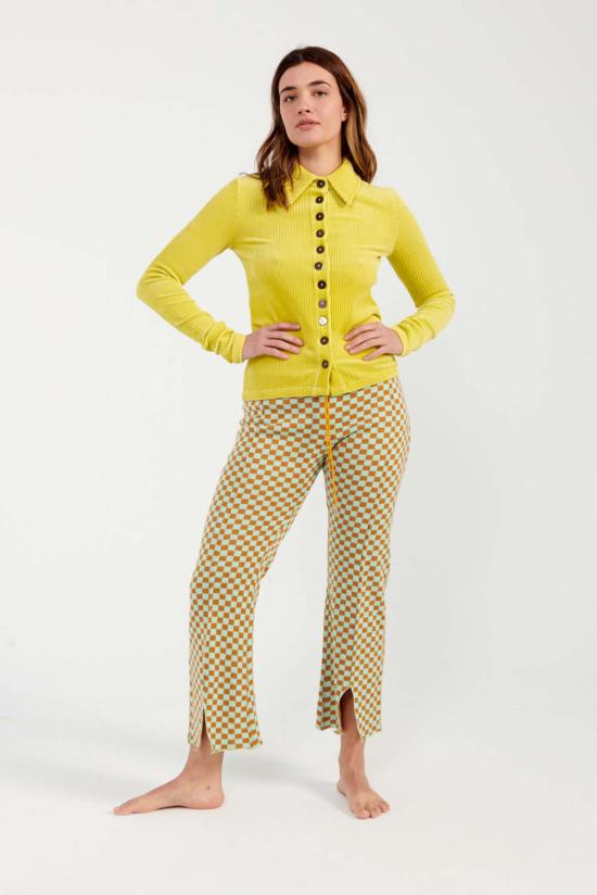  케이코 스트레이트 팬츠 Kk Co 체크 무늬 캐년 팬츠 민트/진저 - KKCO