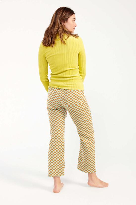  케이코 스트레이트 팬츠 Kk Co 체크 무늬 캐년 팬츠 민트/진저 - KKCO