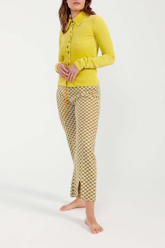  케이코 스트레이트 팬츠 Kk Co 체크 무늬 캐년 팬츠 민트/진저 - KKCO