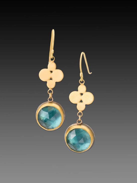  아난다 칼사 주얼리 이어링 로즈컷 런던 토파즈 드롭  블루 - ANANDA KHALSA JEWELRY