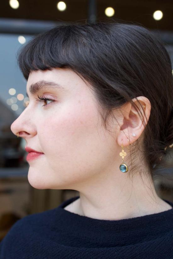  아난다 칼사 주얼리 이어링 Ananda Khalsa Jewelry Rosecut London Topaz Drop Earrings 블루