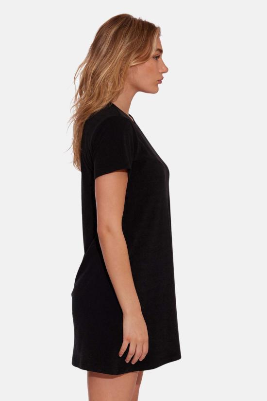  더 타일 클럽 숏 원피스 타일 클럽 테리 티 드레스 블랙 - THE TILE CLUB